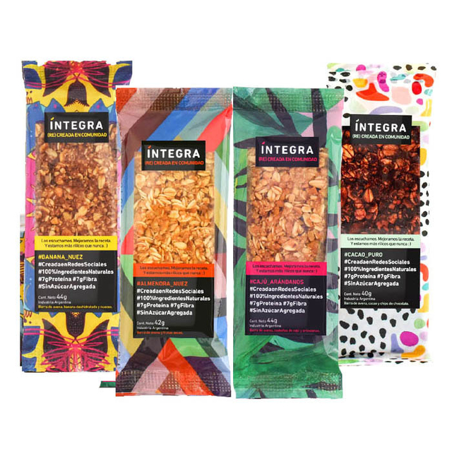 4 barritas de cereal integra - sabores a elección