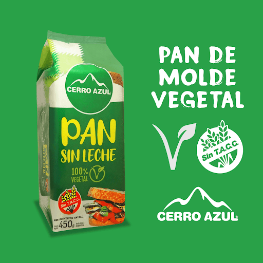 Pan vegano de molde sin tacc congelado 450gr - cerro azul.