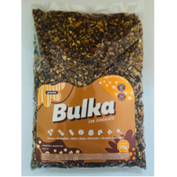 Granola con chocolate (almendras, chocolate, maní, girasol, nueces, avena,  lino y miel)