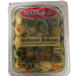 Aceitunas verdes rellenas con morrón x90gr - marvavic