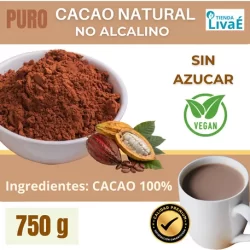 Cacao amargo en polvo no alcalino - 750gr
